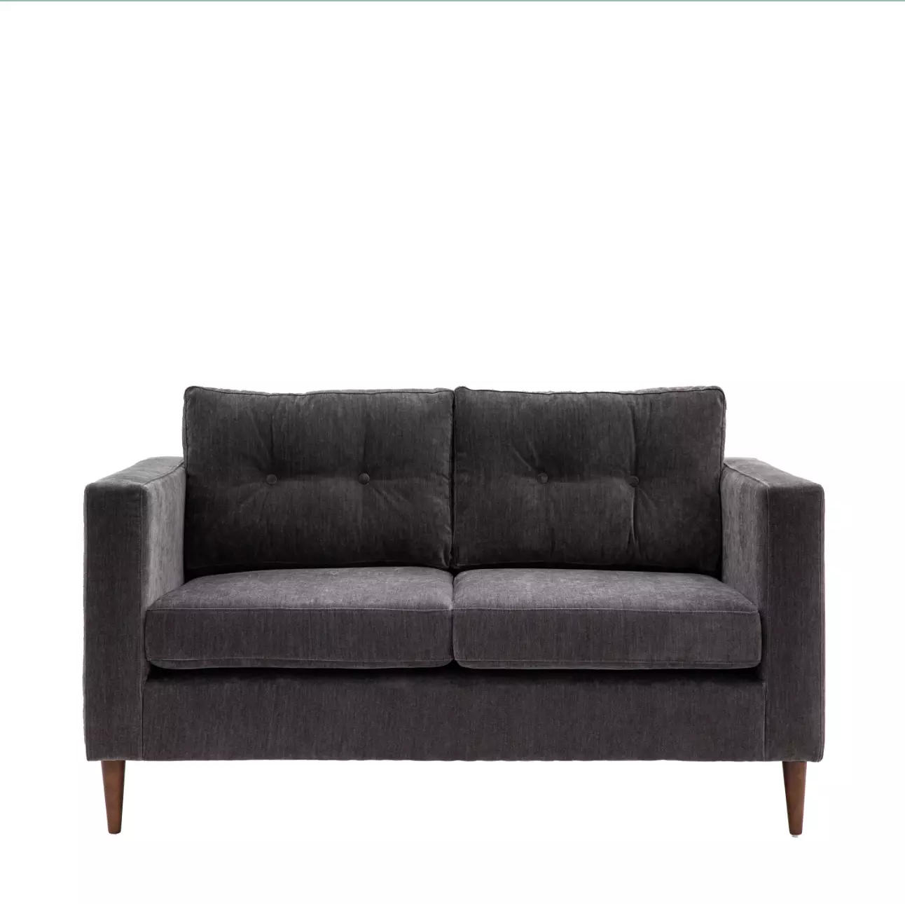 Front View - Denmark 2-Seater MCM Sofa in Charcoal Fabric Front view of Denmark 2-seater mid-century modern sofa in charcoal fabric