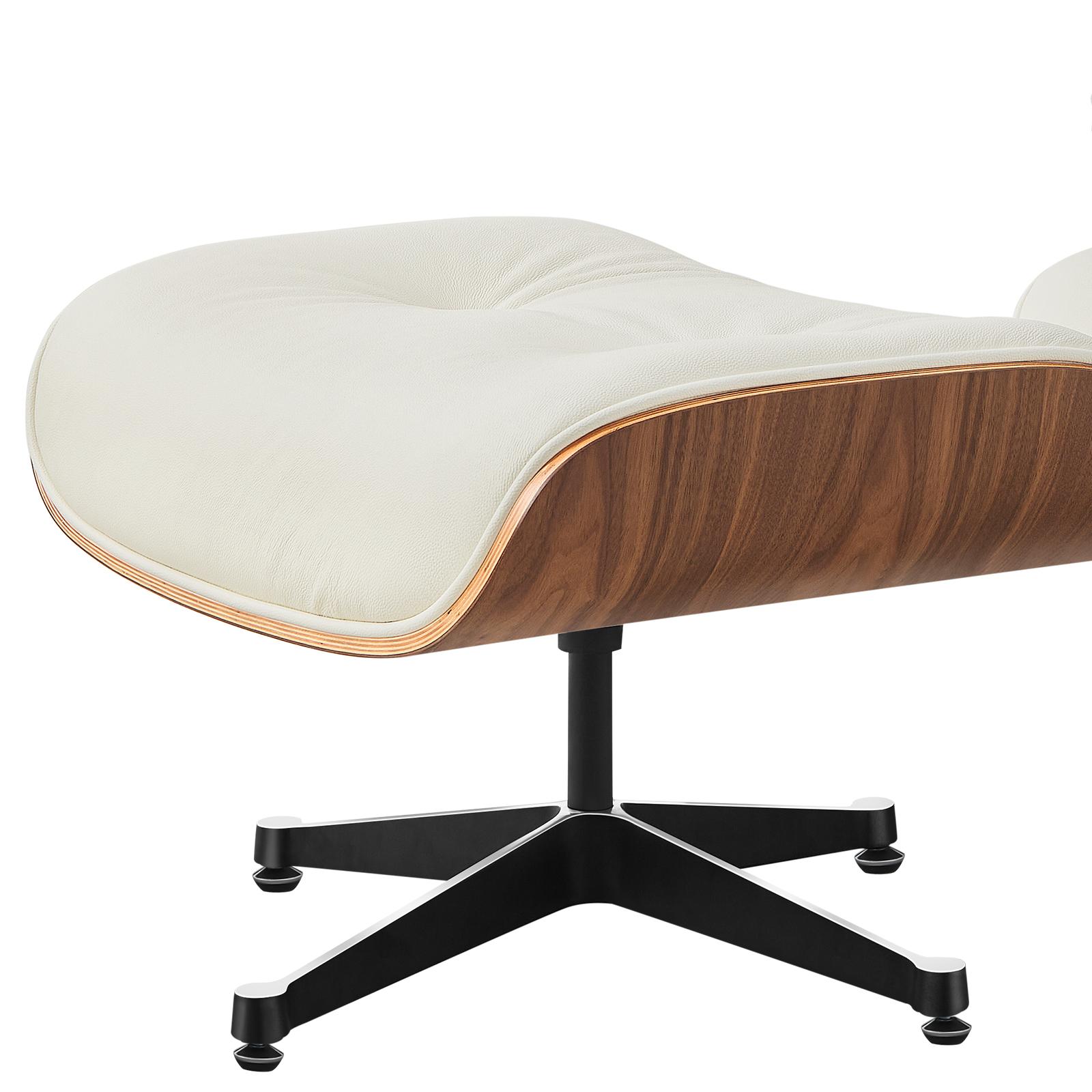 Lounge Chair Cream & Walnut Close up, ottoman Lounge Chair Cream Walnut Close up ottoman
